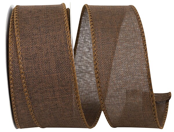 Every Day Linen Value Wired Edge Ribbon -- 1.5&#x22; x 10 yards -- Chocolate Brown