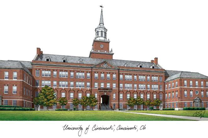 University of Cincinnati 11w x 8.5h Spirit Diploma Manhattan Black Frame with Bonus Campus Images Lithograph (value savings $59)