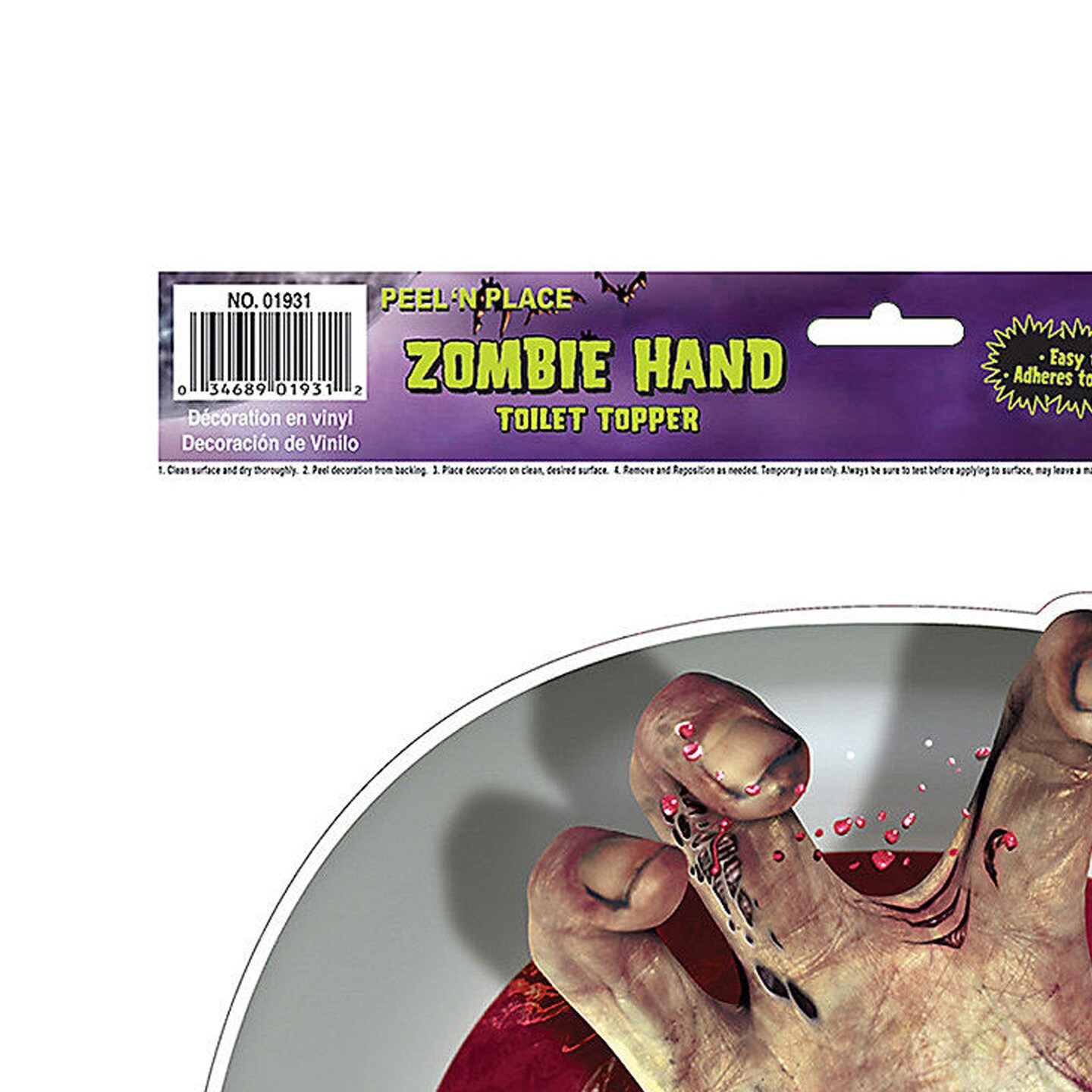 Zombie Hand Toilet Topper Peel N Place