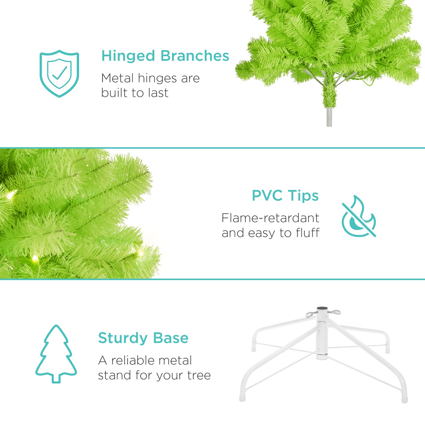Best Choice Products Pre-Lit Lime Green Christmas Tree, Artificial Full Holiday Decoration w/ Incandescent Lights