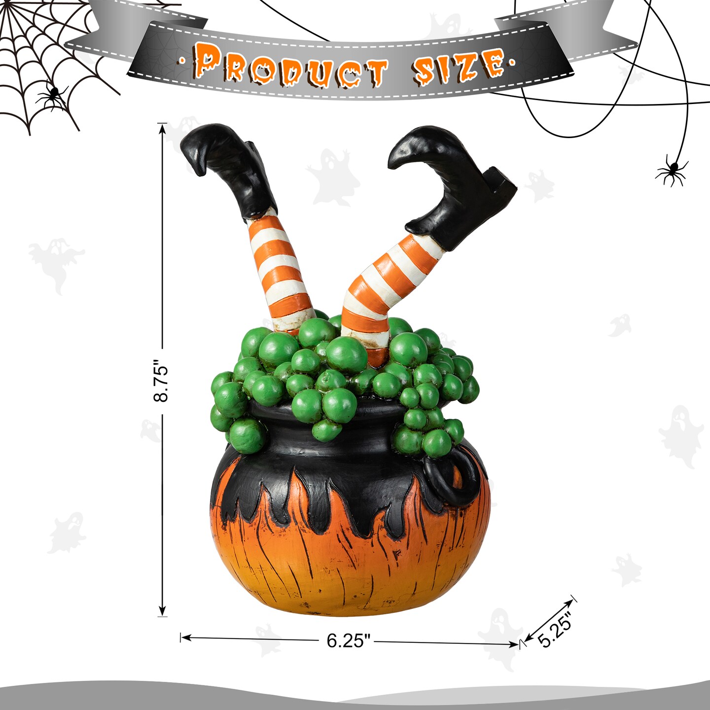 8.75&#x27;&#x27;H Halloween Polyresin Witches With Cauldron Table Decor