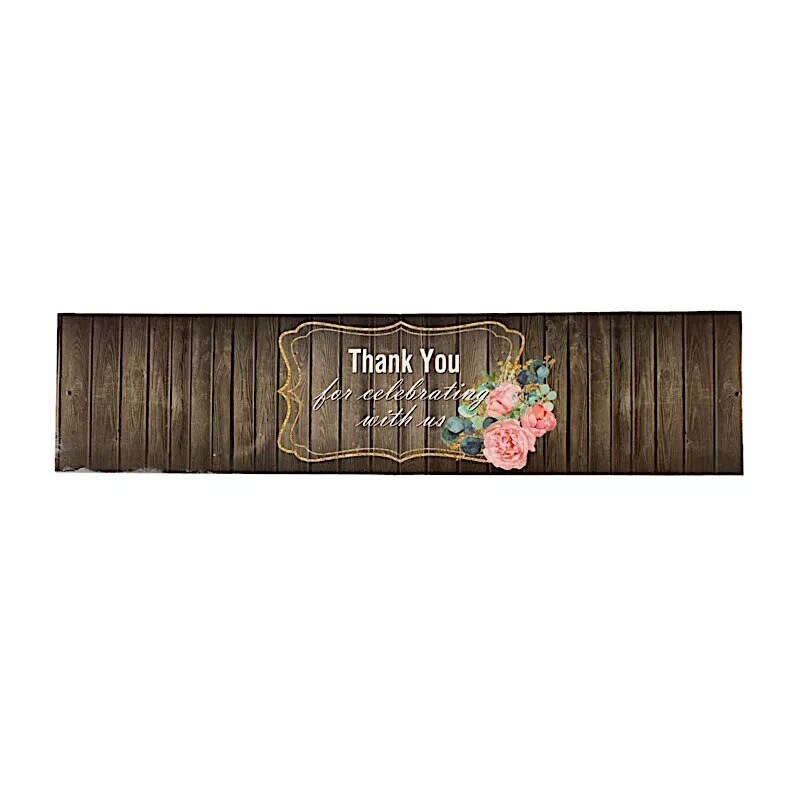 24 Dark Brown Wood Print Thank You Stickers Party Water Bottle Labels Events