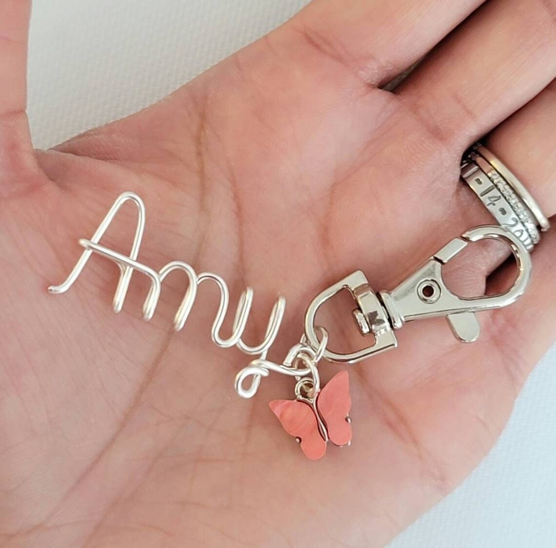 Custom Name Keychain with Butterfly Charm
