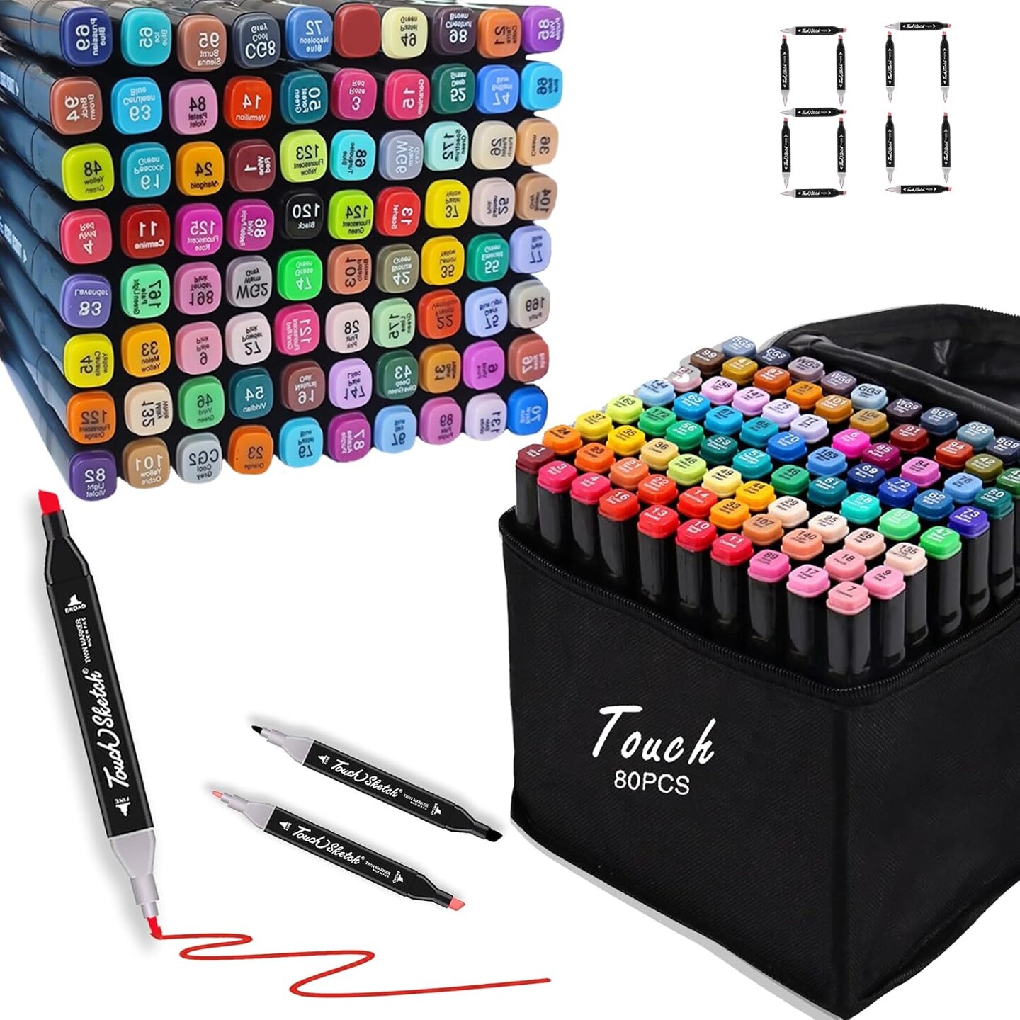 80 Color Dual Tip Art Markers 80-Color Alcohol Marker Set - Dual Tip Art Markers With Blender Pen For Drawing & Coloring Alcohol-based Art Pens