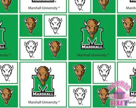Licensed NCAA Marshall University MAR-020 Cotton Fabric by the Yard