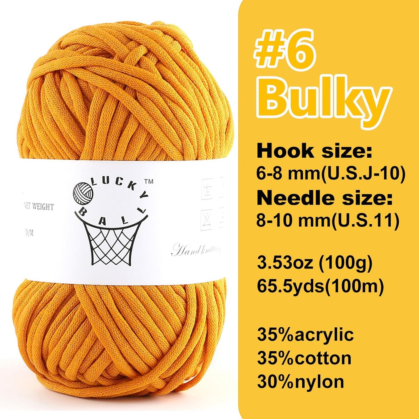 100g Yarn for Crocheting and Knitting (Pumpkin Yellow)