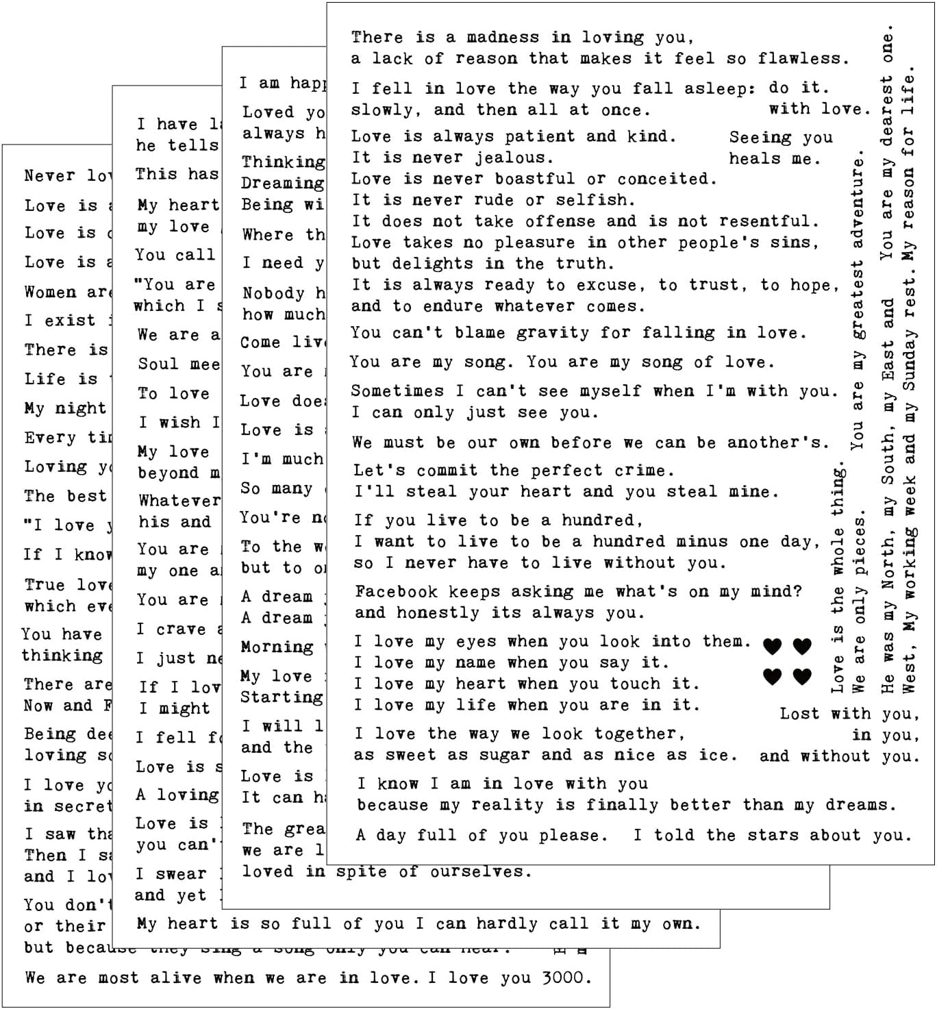 100+ Love Quotes Inspirational Scrapbook Stickers (Black) 8.3 x 6 x 0.1 inches