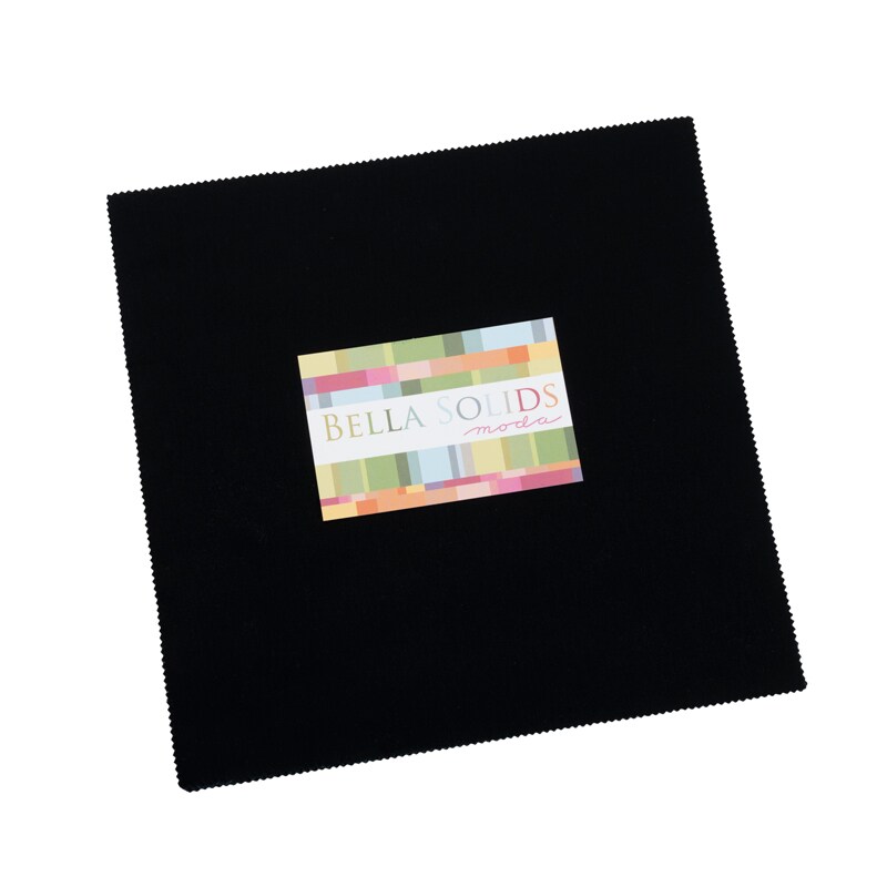 Bella Solids 10" Square Pack (Layer Cake) in Black by Moda for Moda (9900LC 99)