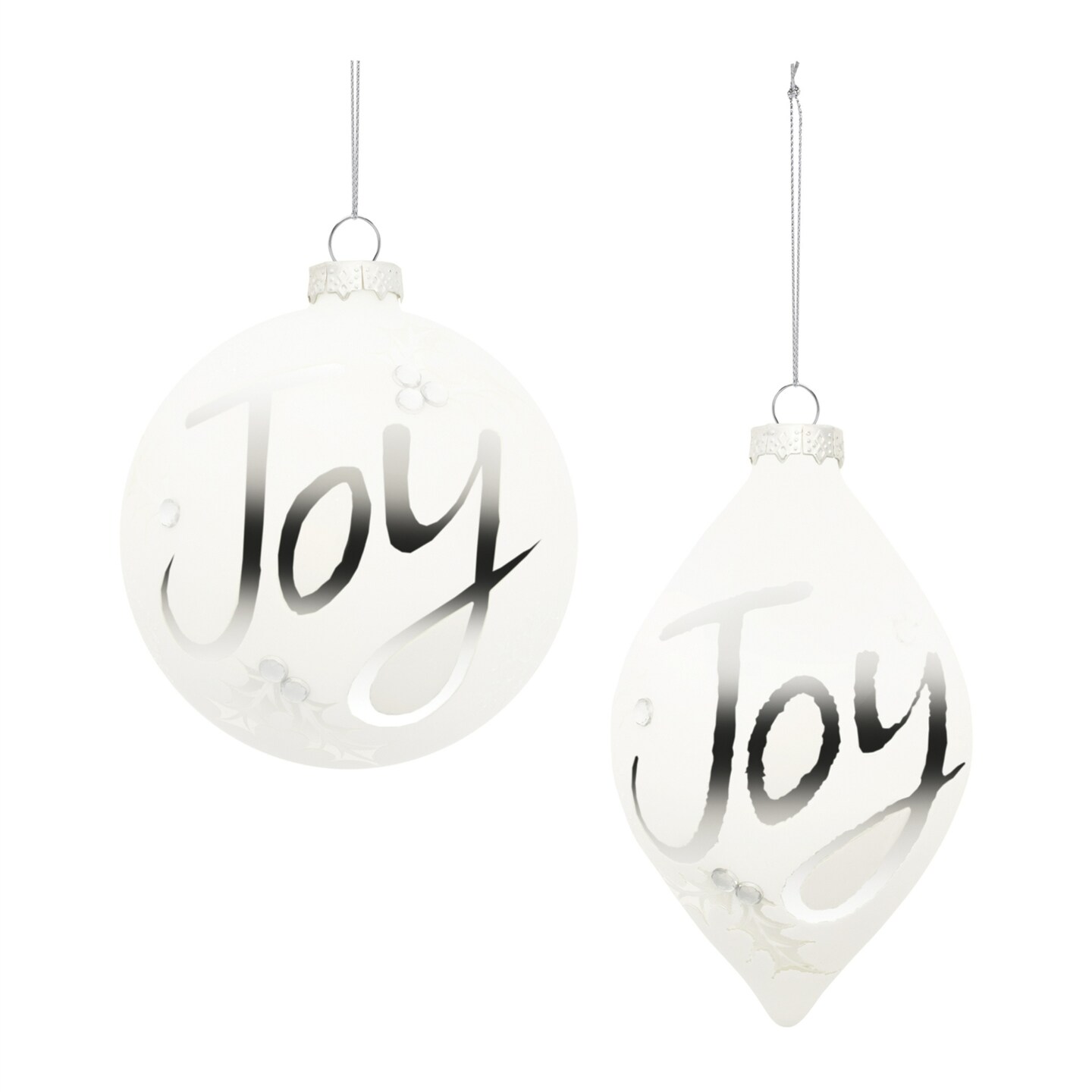 Melrose Joy Frosted Glass Christmas Ornaments - 5.5" - White - 6ct