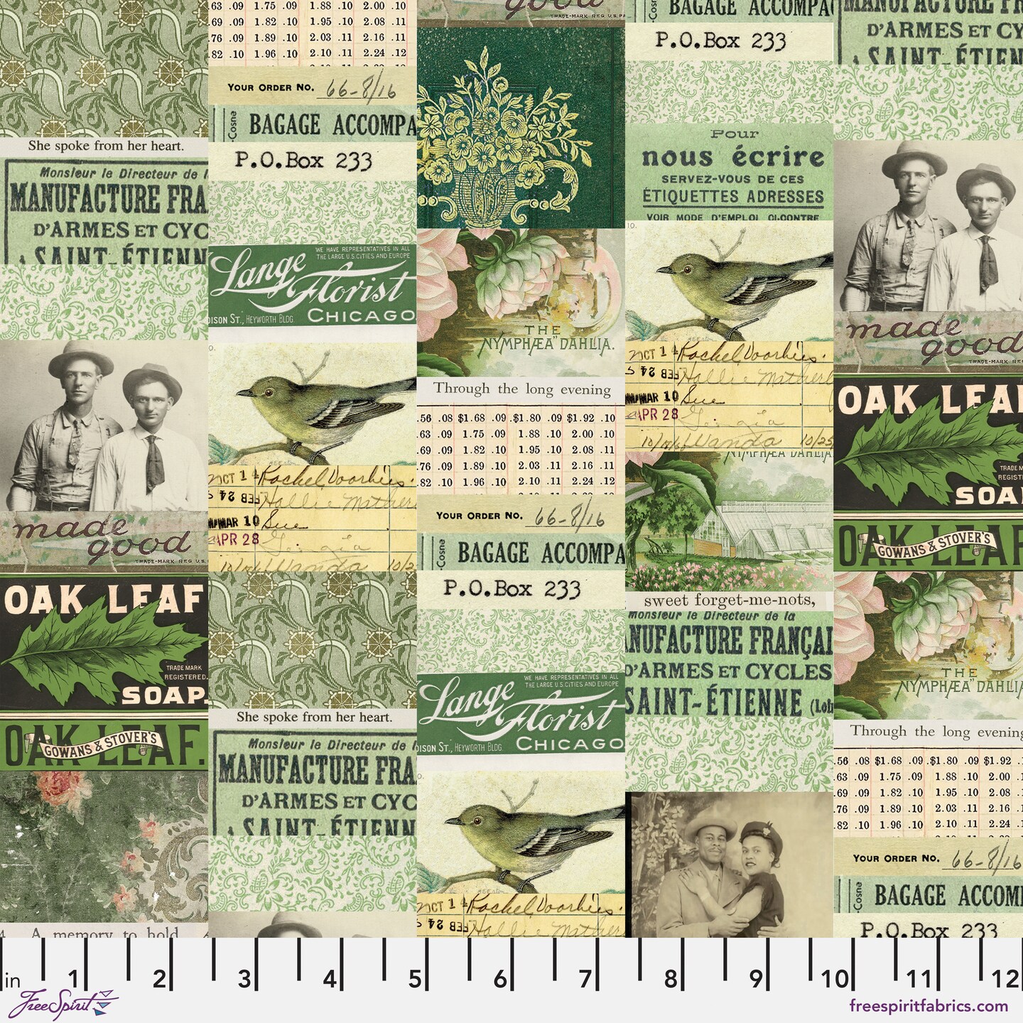 Collage in Green (pwth260.green) | Eclectic Elements Palette in Green | Tim Holtz | Free Spirit