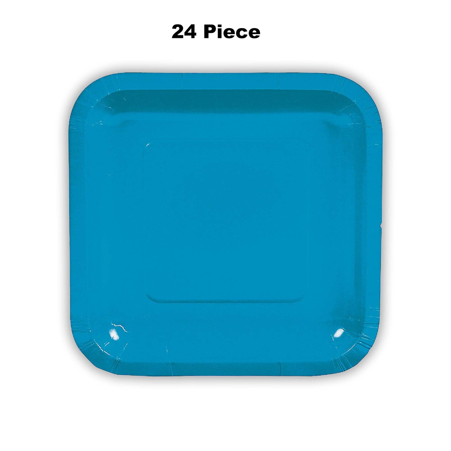 24 Count Turquoise Square Paper Dessert Plates for Shower Party 7"