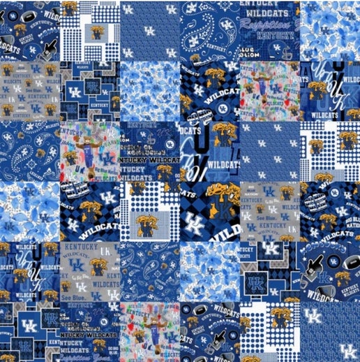 Licensed NCAA University of Kentucky Cheater Quilt Cotton Fabric by the Yard