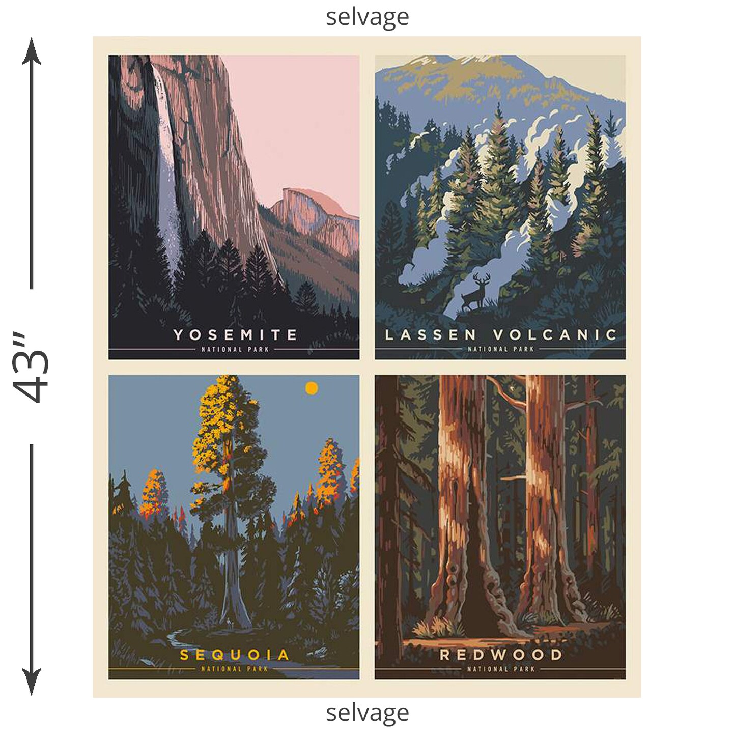 California Pillow Panel (2023) (pd13301-california) | National Parks | Anderson Design Group | Riley Blake