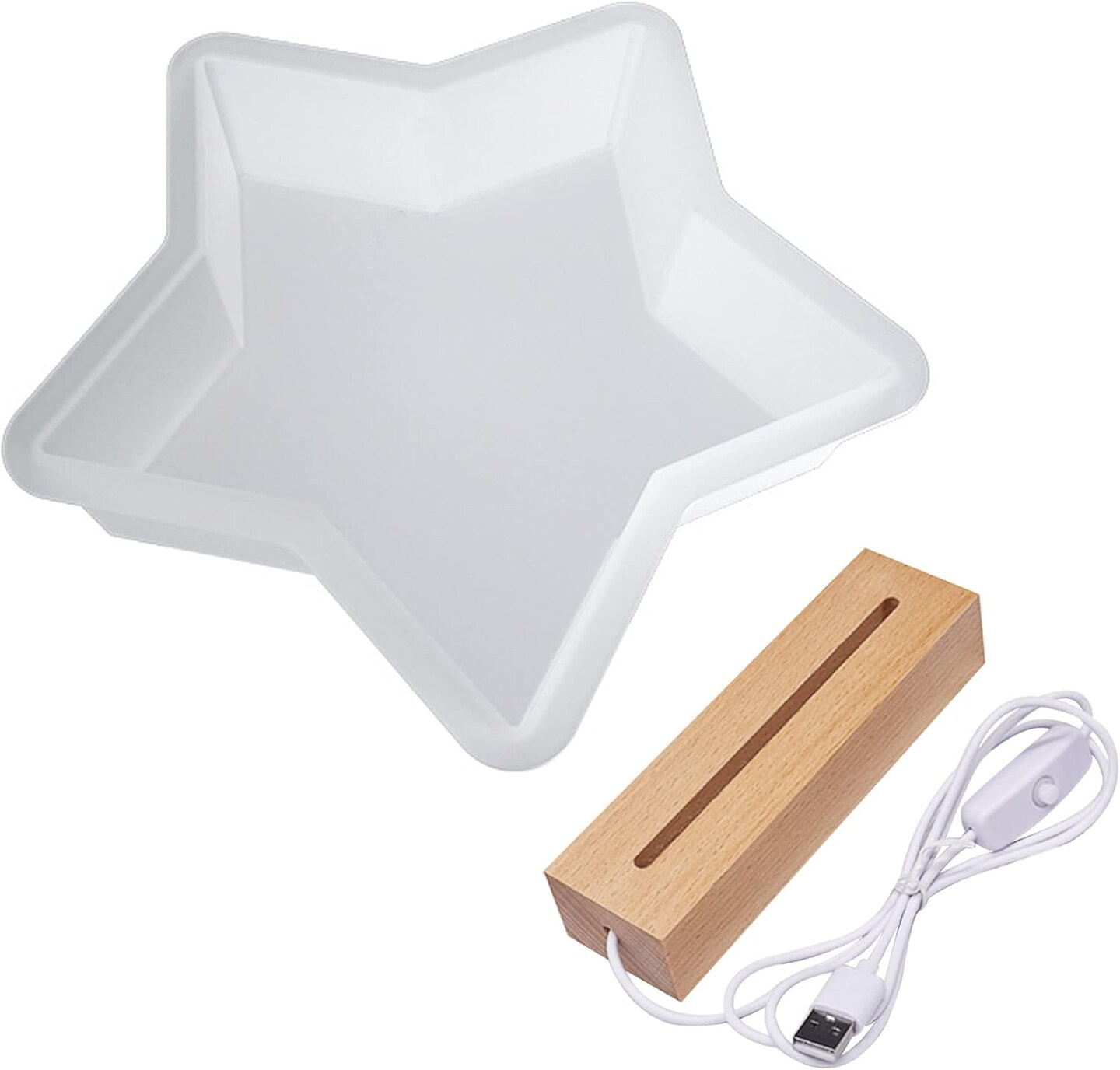 Large Silicone Molds for Resin with USB Powered Wooden Lighted Base Stand