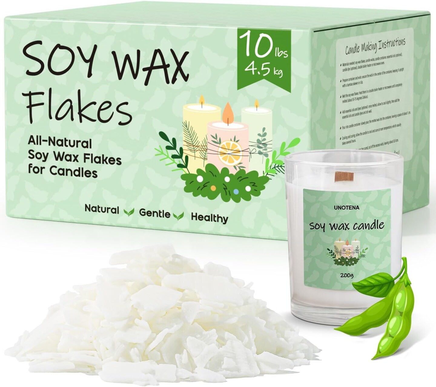 Soy Wax Flakes for Candle Making, Natural Candle Wax-10LB