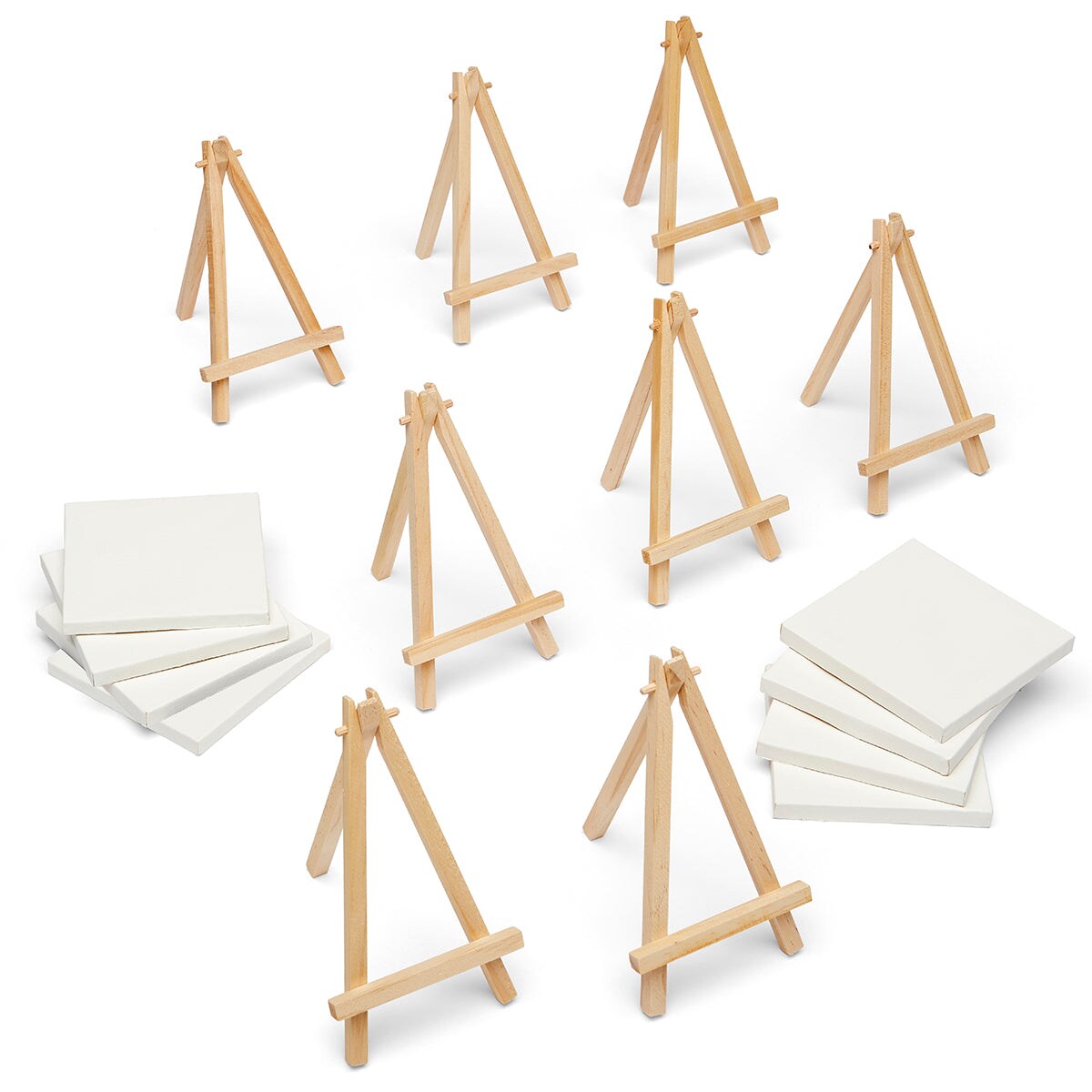 KINGART&#xAE; Easel &#x26; Canvas Set 4&#x201D; x 4&#x201D;, 8 pc