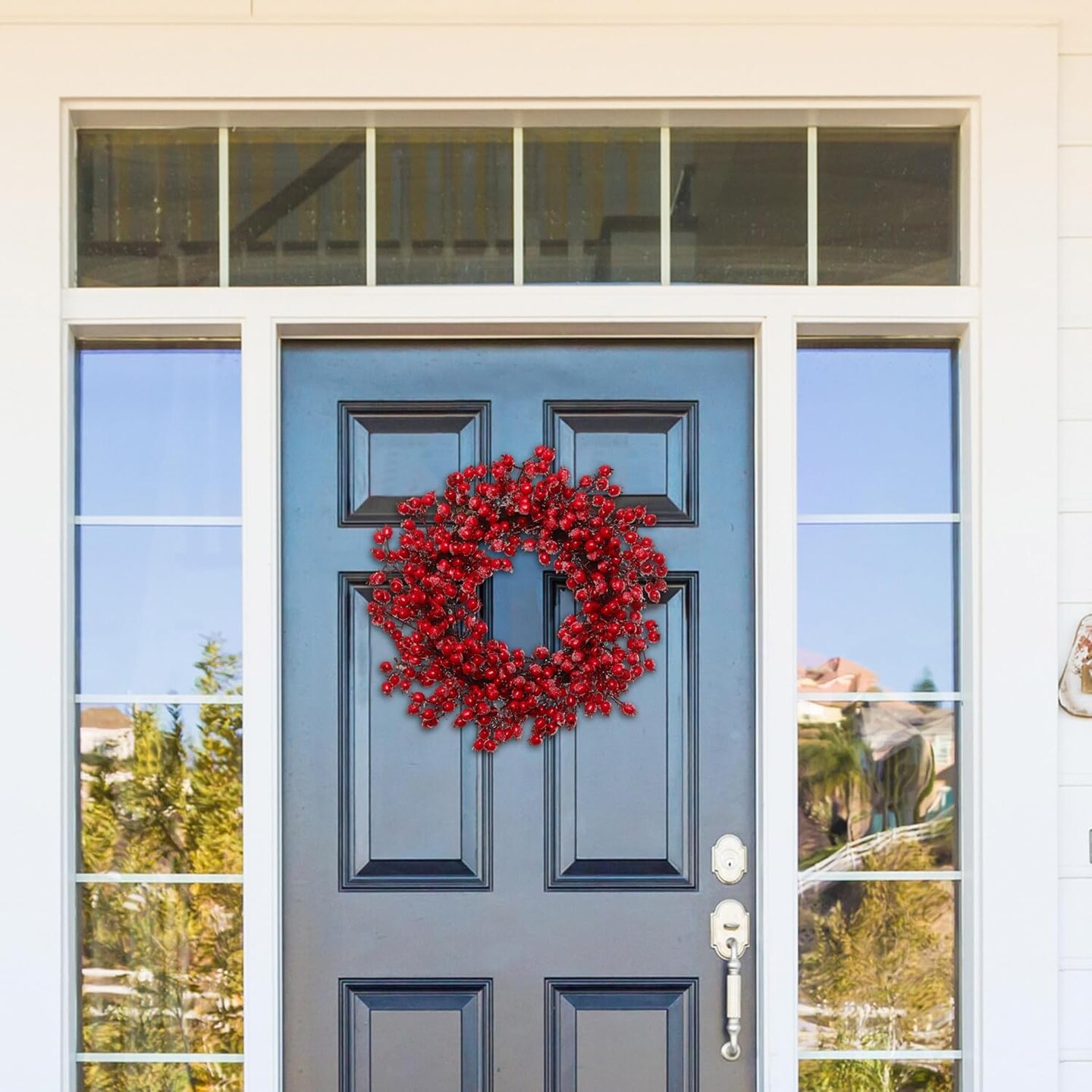 20" Iced Hawthorn Berry Wreath | Set of 4 | Elegant Holiday Decor | Perfect for Home & Events | Seasonal Decorations | Premium Quality