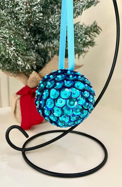 Vintage Style Sequin Christmas Ornament - Handmade Retro Holiday