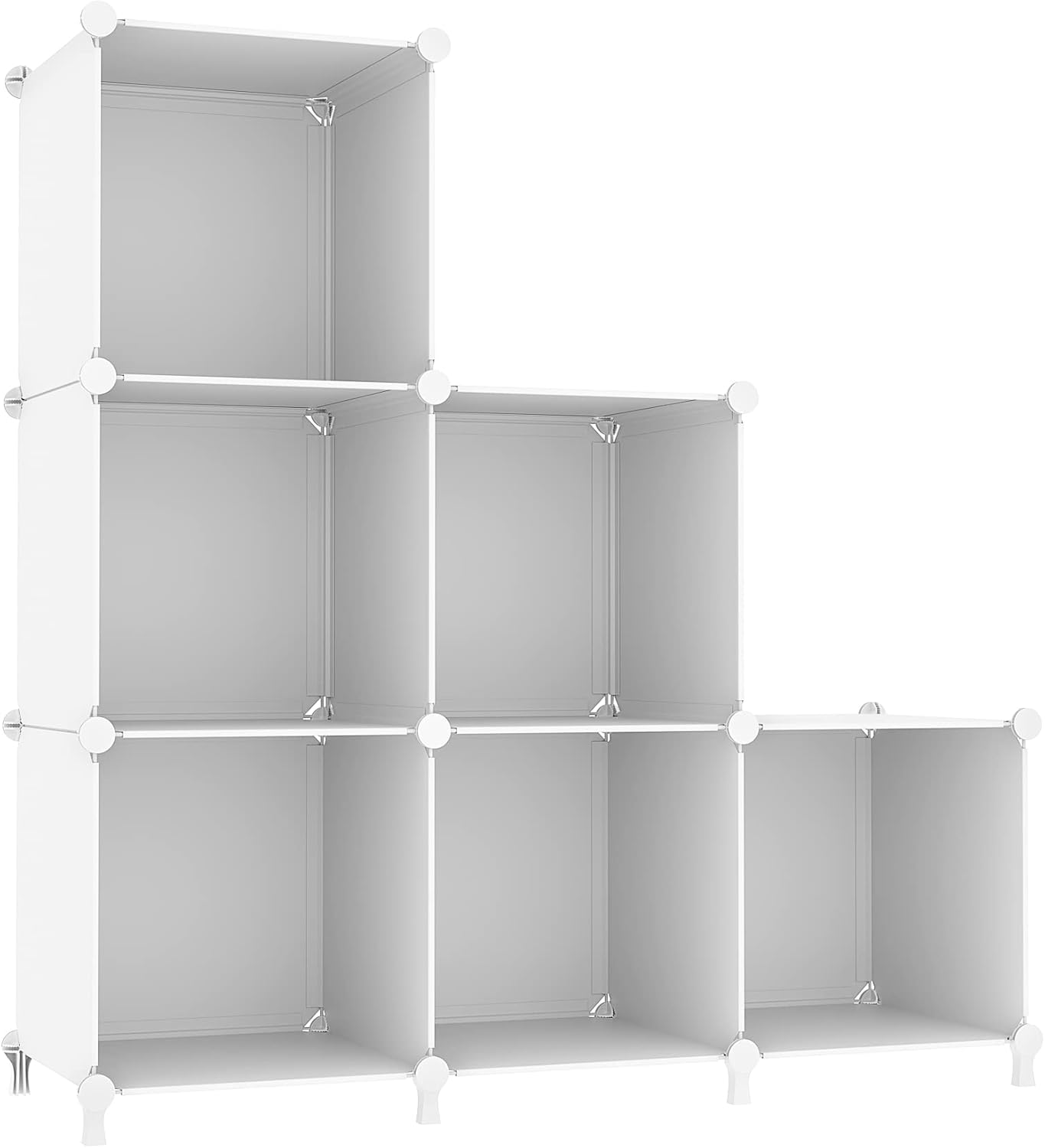 6 Stackable Cube Storage Organizers (White) 11.8"D x 35.5"W x 37.5"H