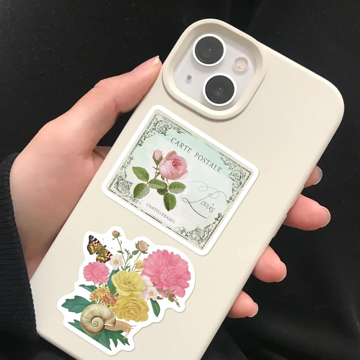 50pcs Vintage Pink Aesthetic Floral Sticker for Scrapbooking(Pink Floral)