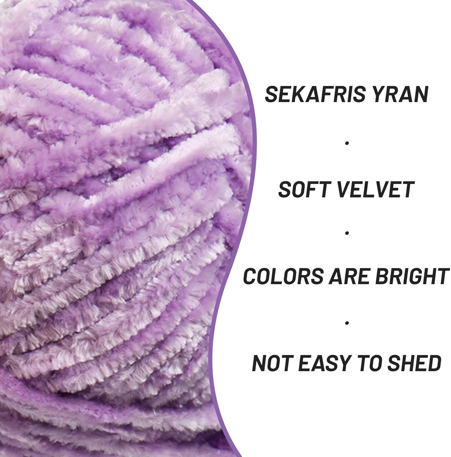 Fuzzy Chenille Yarn - Light Purple (100 g/131yds)