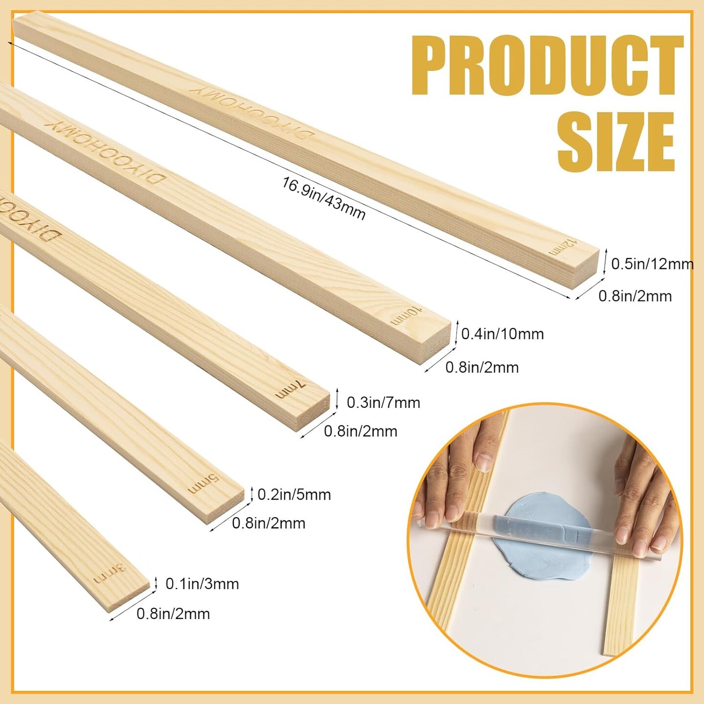 10 Pcs 17 Inch Rolling Pin Guides for Dough Thickness Polymer