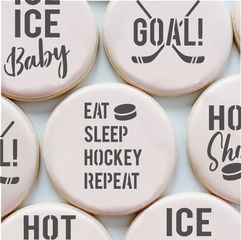 Ice Hockey Messages Cookie Stencil Set | Sports Cookie Stencil | DIY Stencil | Craft Stencil | Confection Couture |