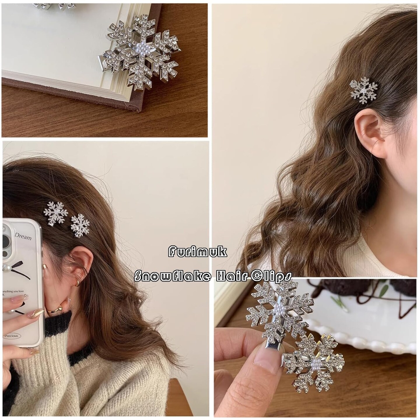Sparkly Rhinestone Snowflake Hair Clip