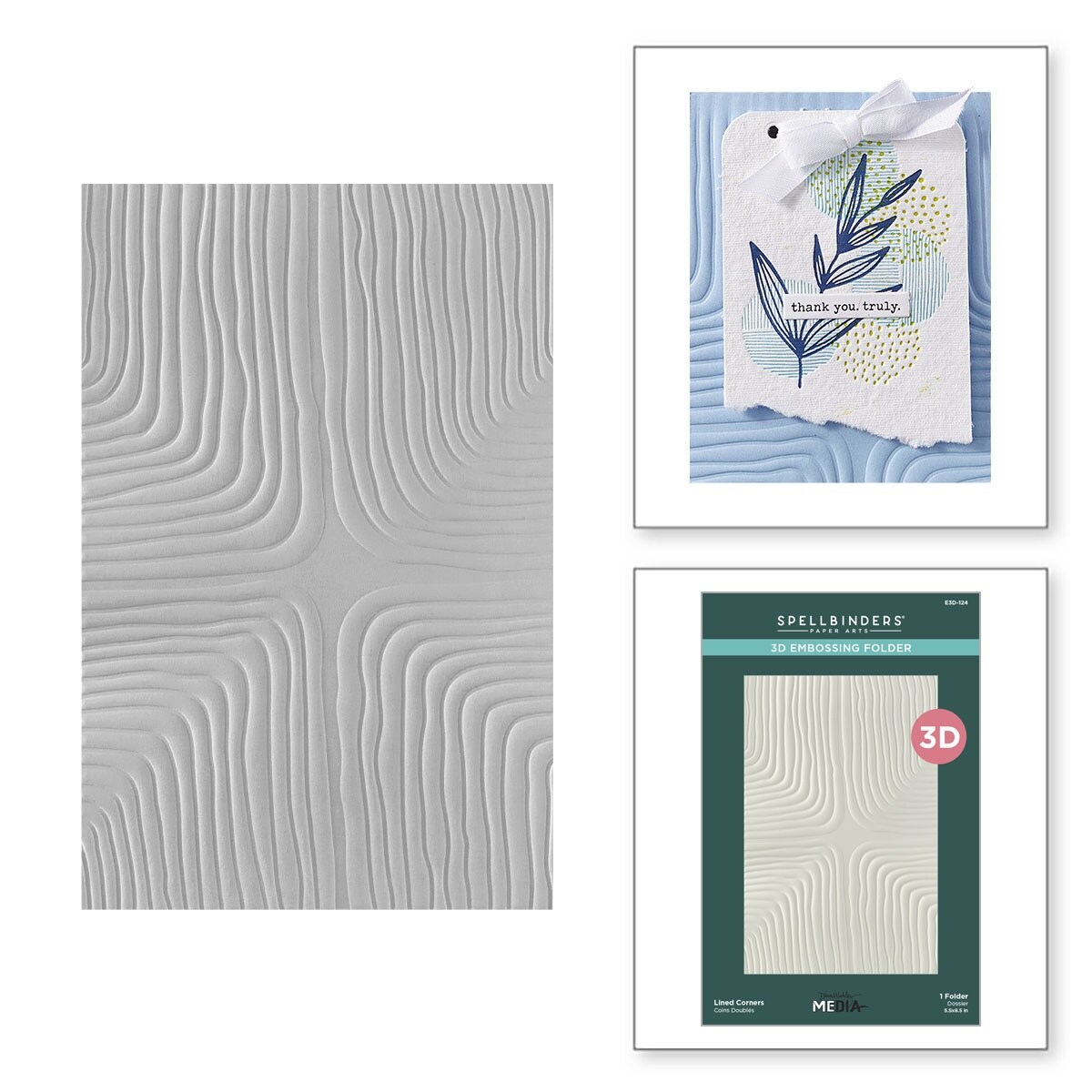 Spellbinders 3D Embossing Folder By Dina Wakley-Lined Corners