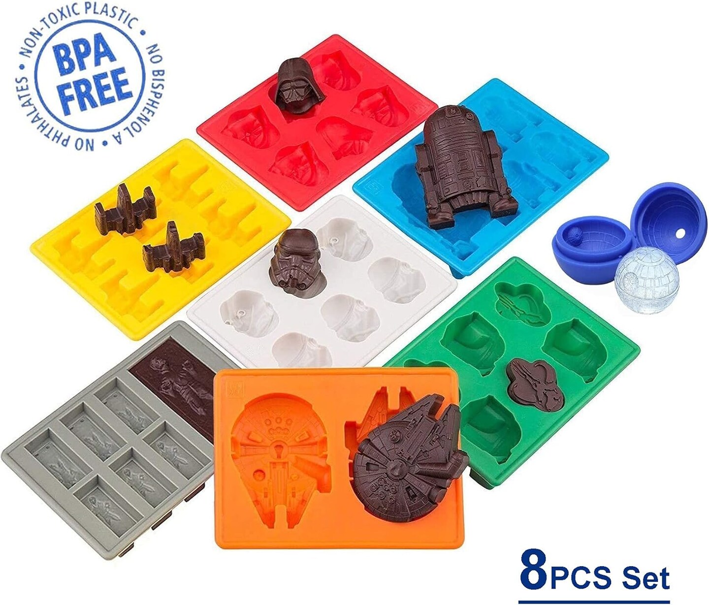 Set of 8 Silicone Flexible Molds for Star Wars