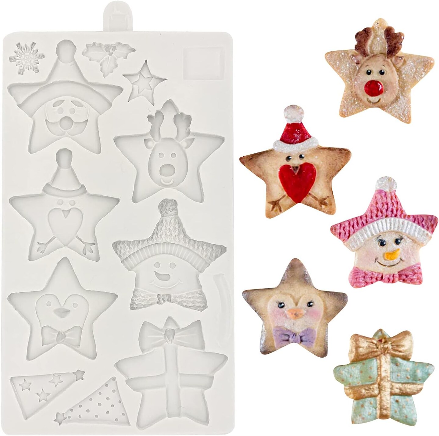 Christmas Star Fondant Molds, Elk Snowflake Cake Decorating Silicone Molds