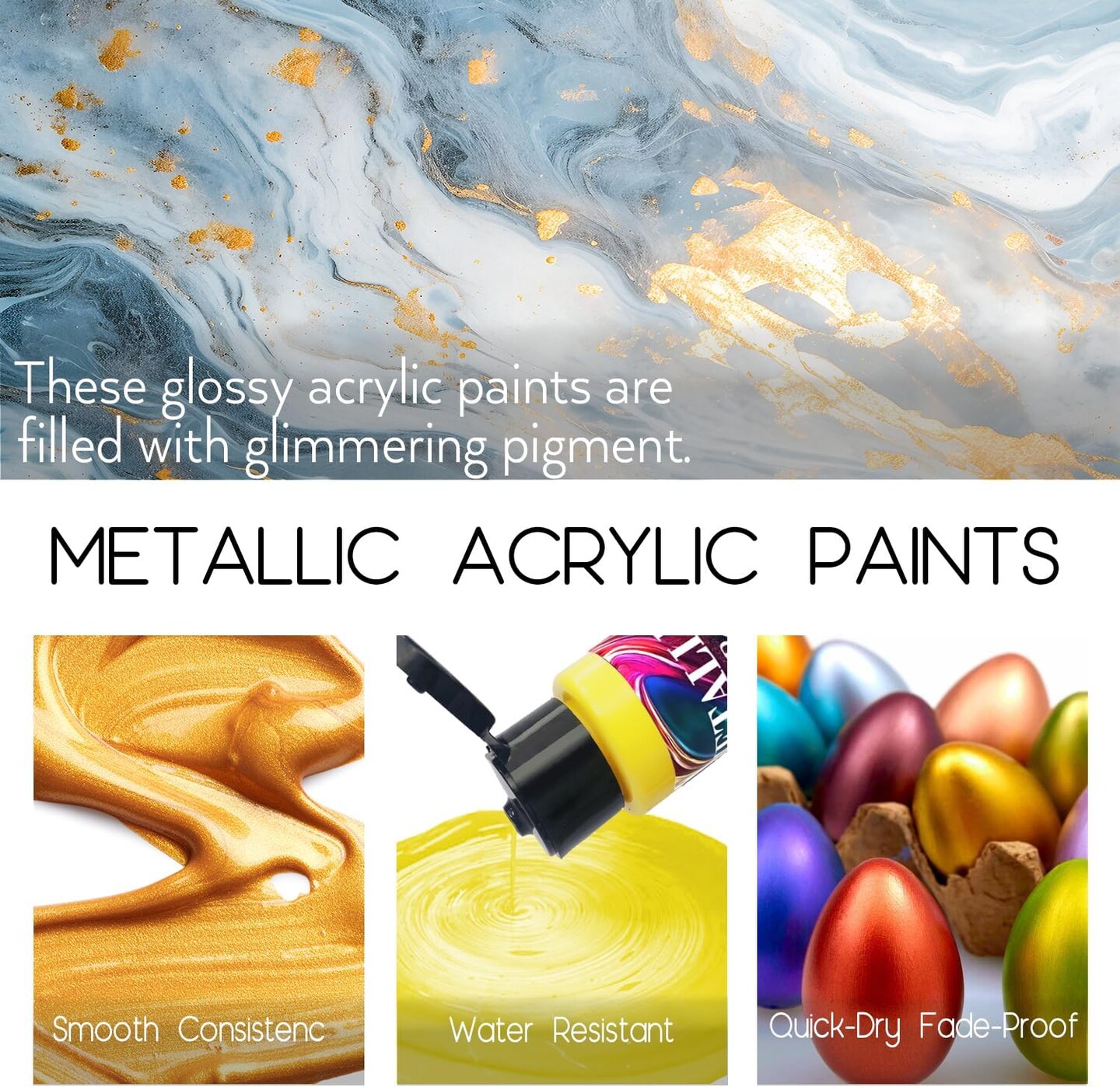 30 Colors Metallic Acrylic Paint Set