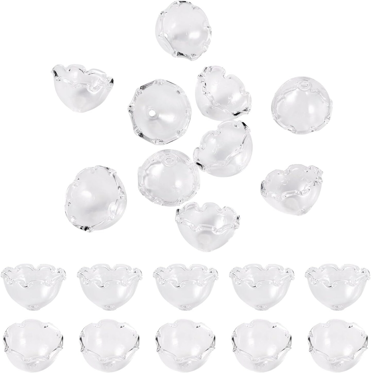 10Pcs Glass Flower Beads Clear Wind Chimes