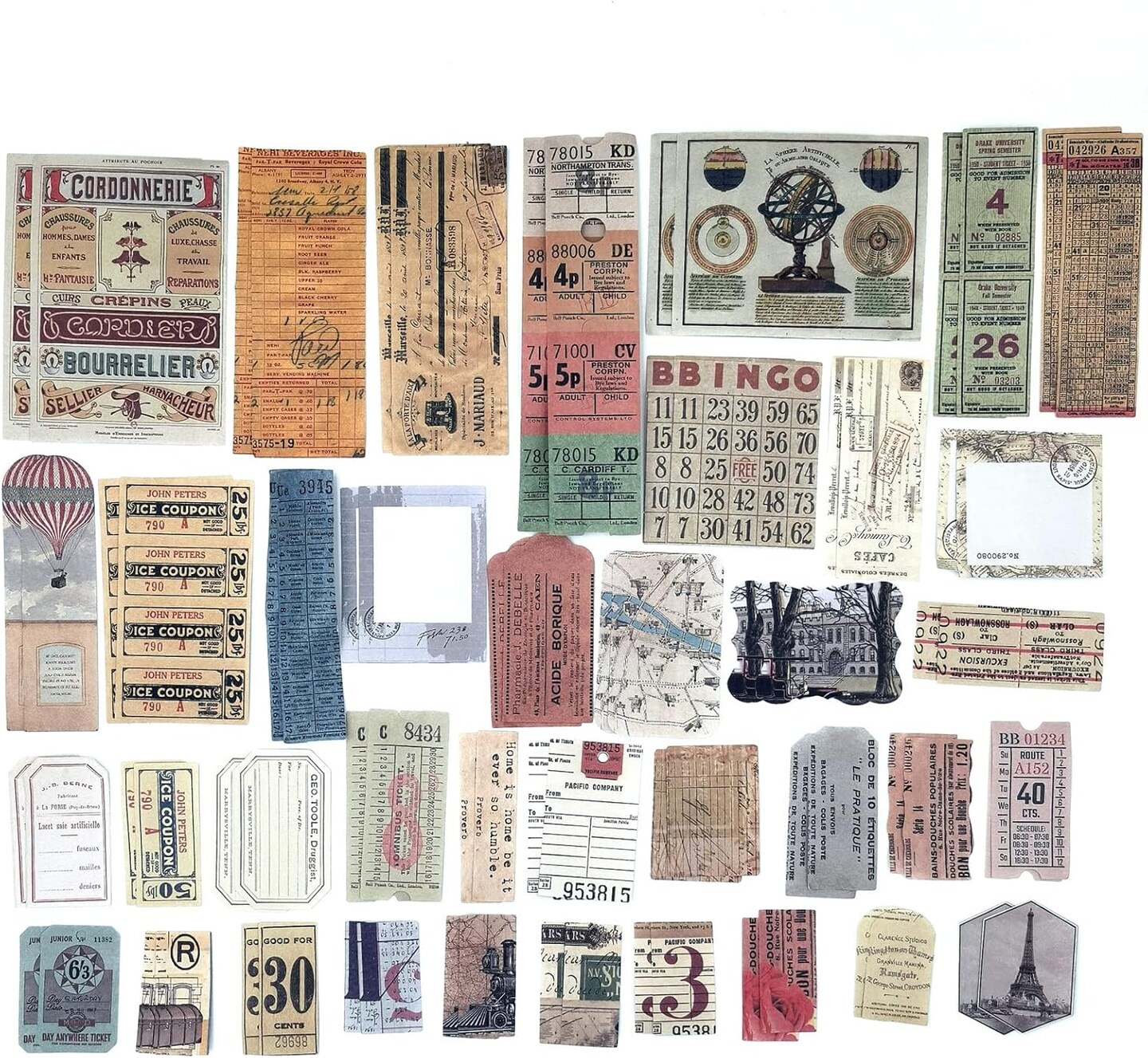 200 Pieces Vintage Ephemera Scrapbooking Supplies Pack for Journaling (Word Memory) 3.8 x 1.8 x 0.5 inches