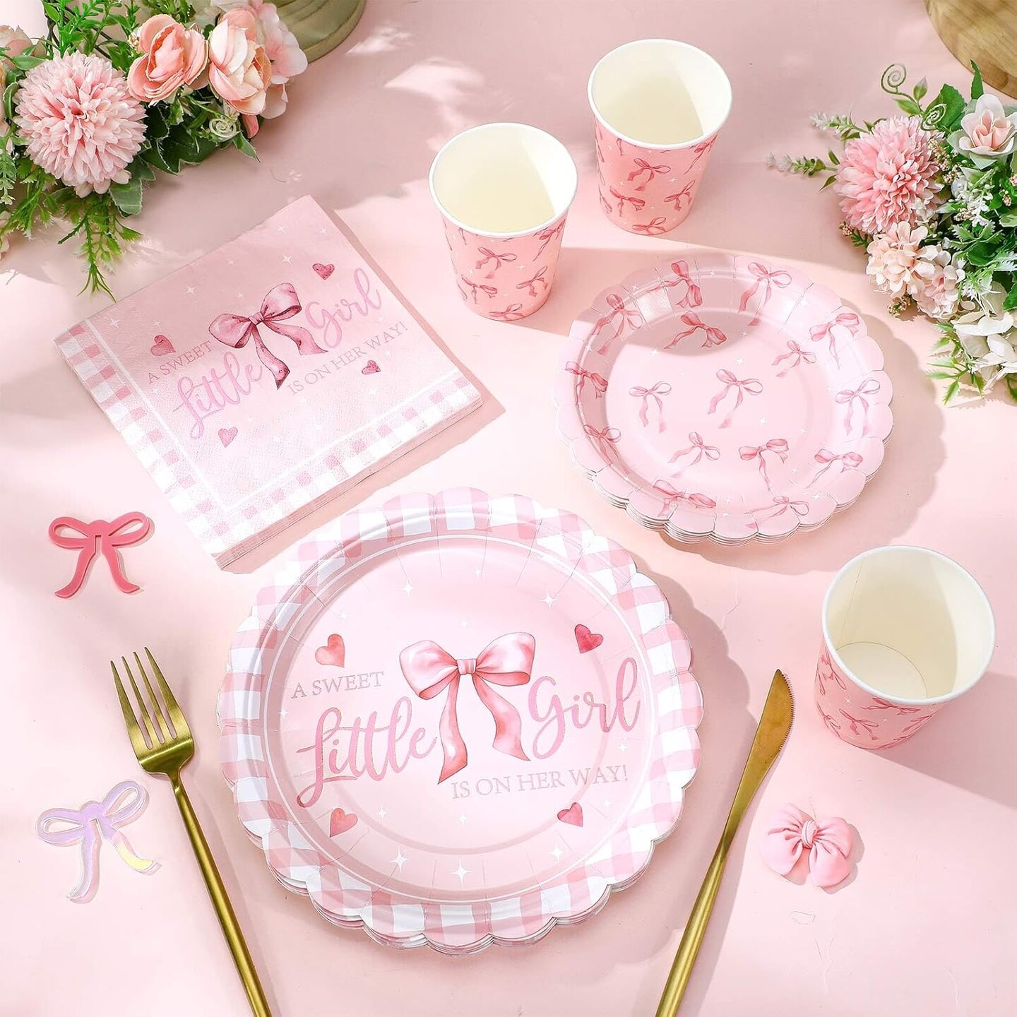 250 Pcs Little Girl Baby Shower Decorations