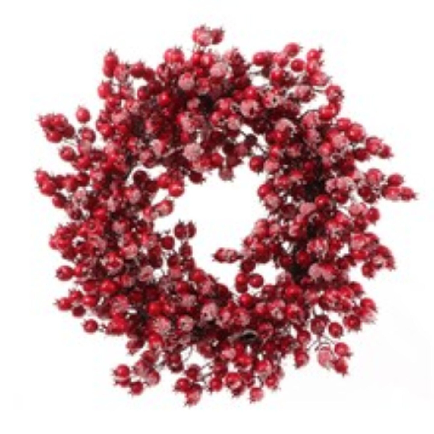 6-Pack 22&#x22; Red Frosted Berry Wreath - 22-Inch Iced Hawthorn Twig Berries Holiday Decorative Winter Christmas Berry Wreaths for Front Door, Fireplace, Mantel, Xmas D&#xE9;cor - Christmas Berry Wreath
