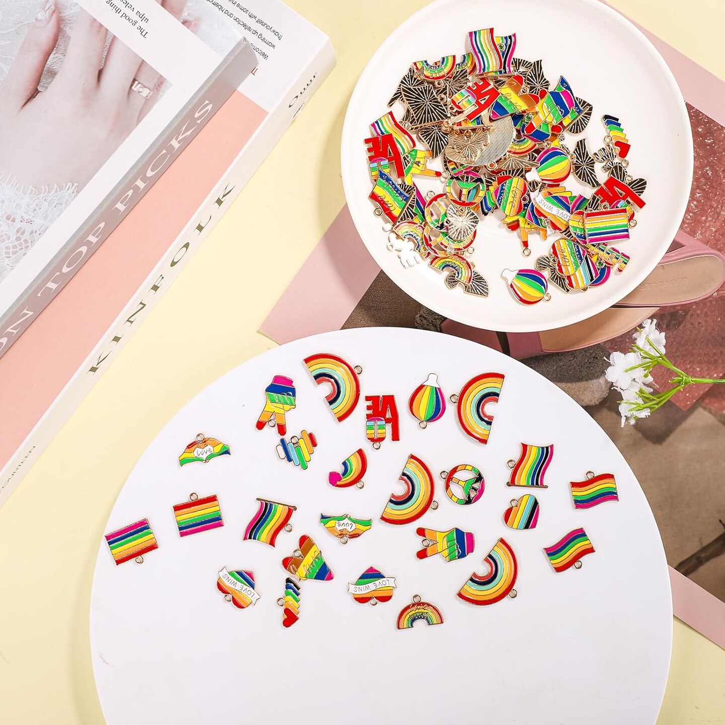 Rainbow Charms for Jewelry Making, Colorful Alloy Rainbow Flag Beads Jewelry Charms Rainbow Pride Gay Charms Rainbow Love Pendant for Crafts Bracelet Necklace Earring Making