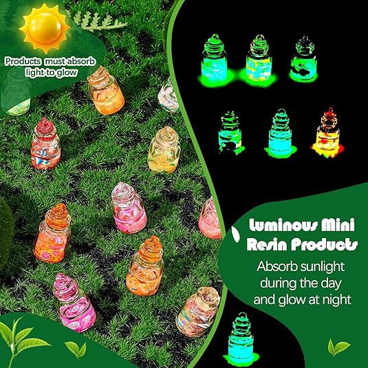 50 Pcs Luminous Glass Bottle Charms Glow in the Dark Wishing Bottle Charms