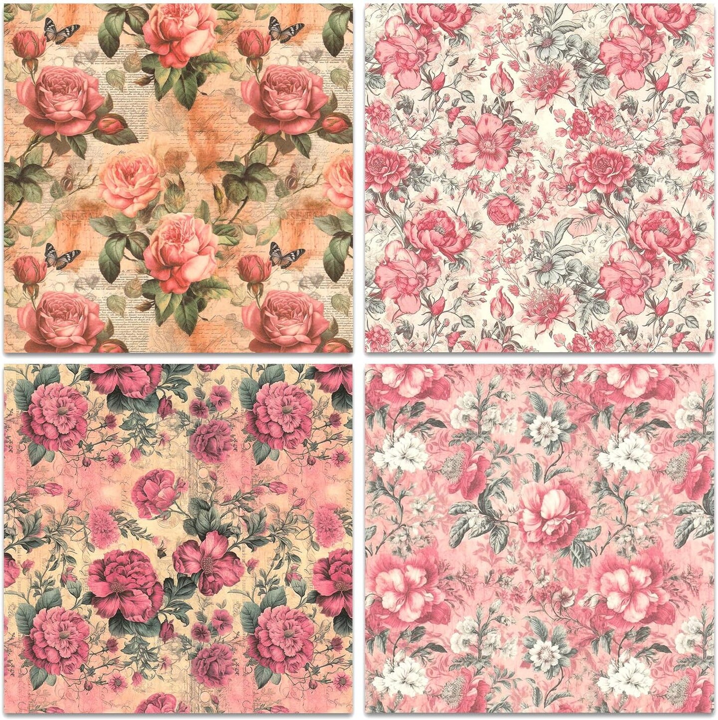 Scrapbook Paper, 24 Sheets Craft Scrapbooking Paper Floral Pad