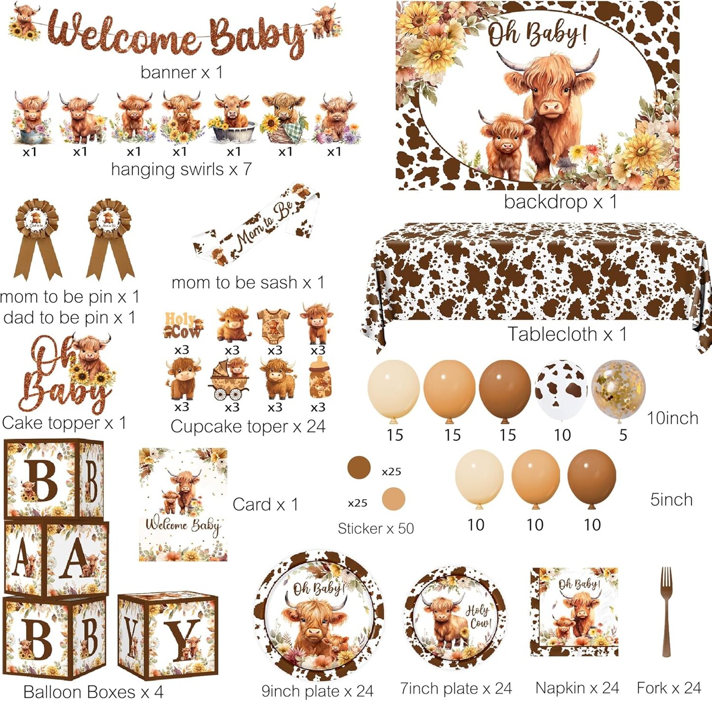 Highland Cow Baby Shower Decorations