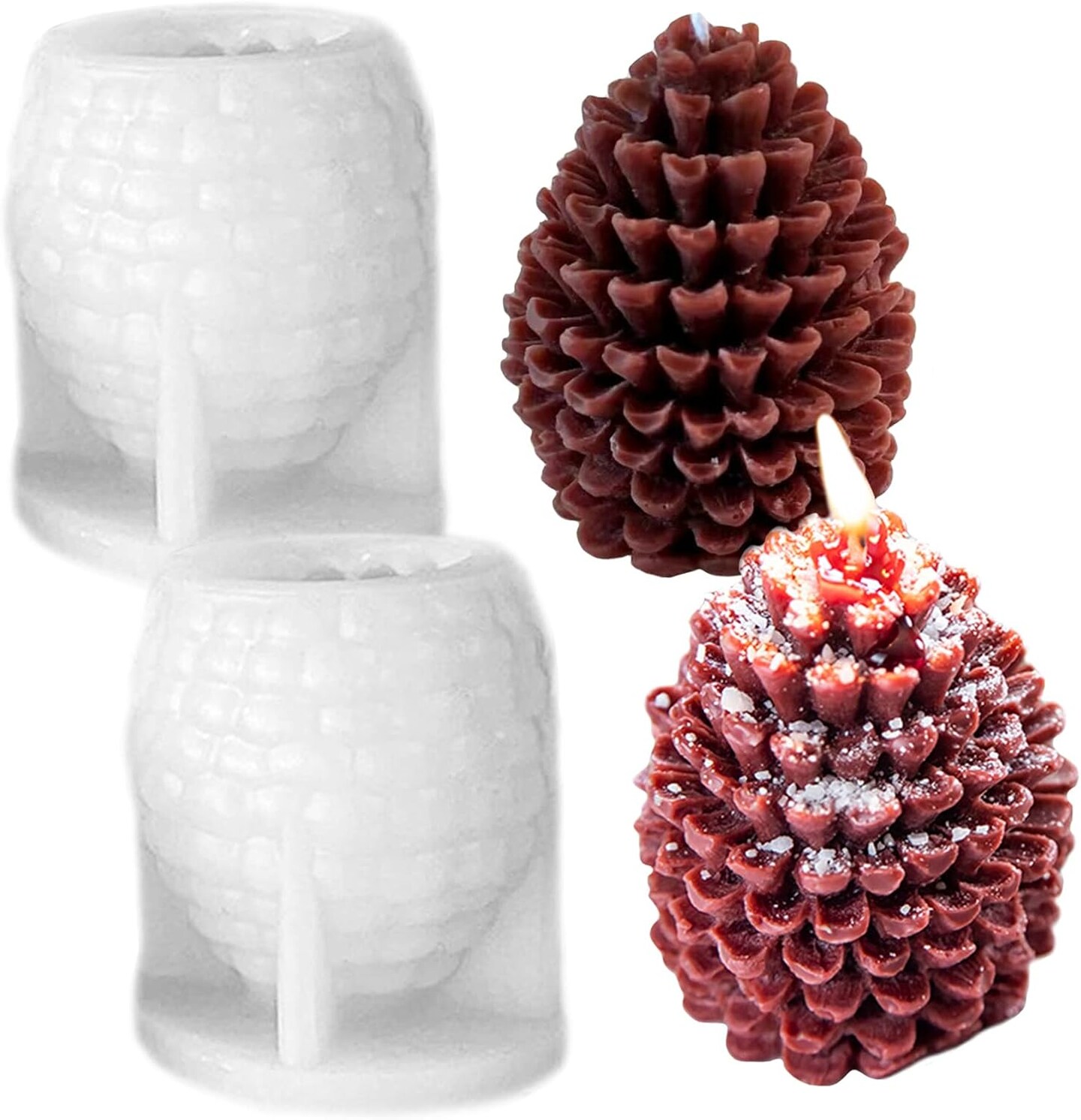 2PCS Pine Cone Silicone Candle Mold