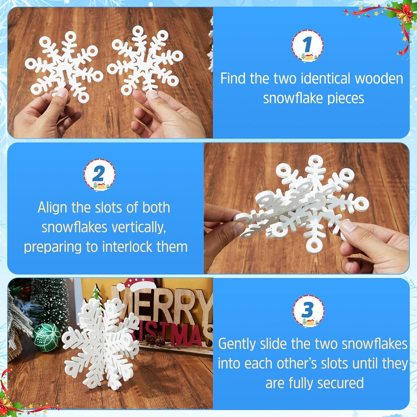 6 Sets White Snowflake Decorations - Centerpiece Table Decor