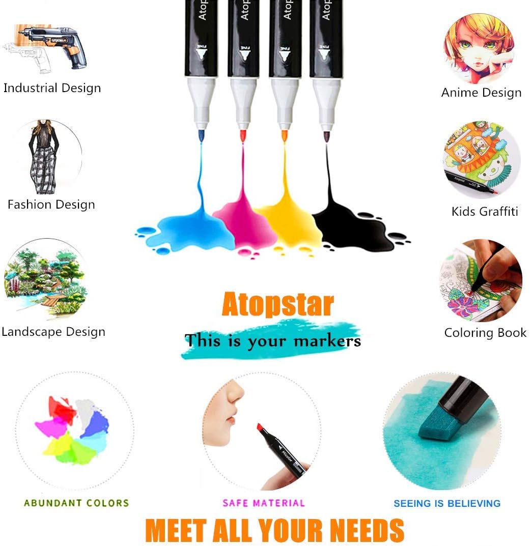 80 Colors Alcohol Markers Artist Drawing Art for Kids Dual Tip