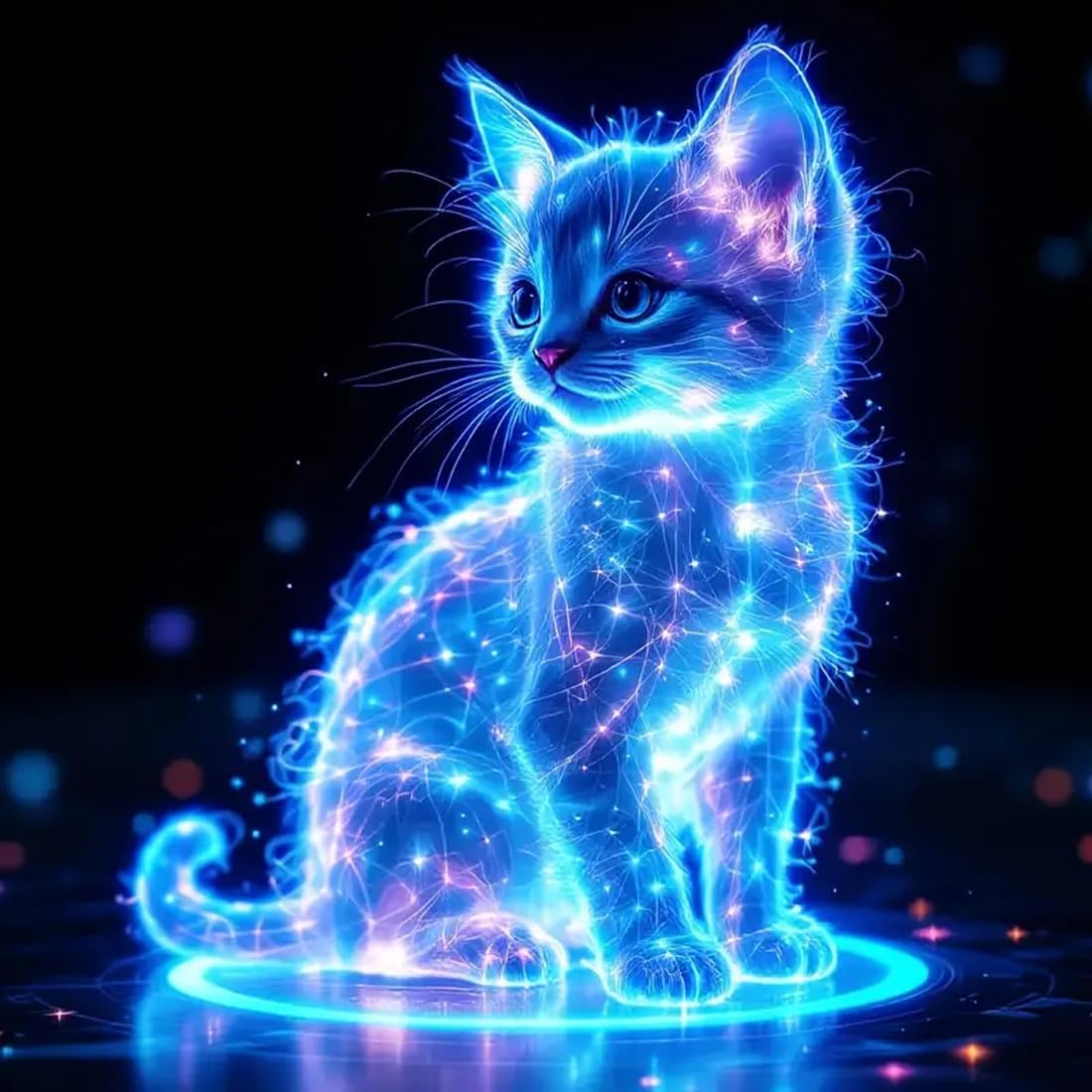 5D Diamond Painting Kits - Diamond Art for Animal Glow Cat