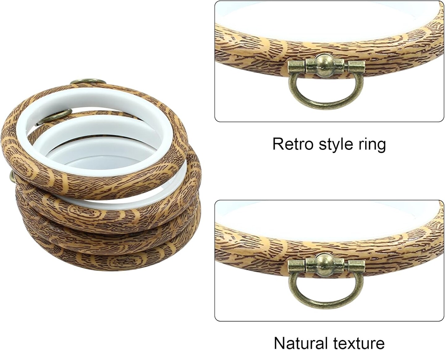 4 Pieces 3.2 Inch Embroidery Hoops, Imitated Wood Cross Stitch