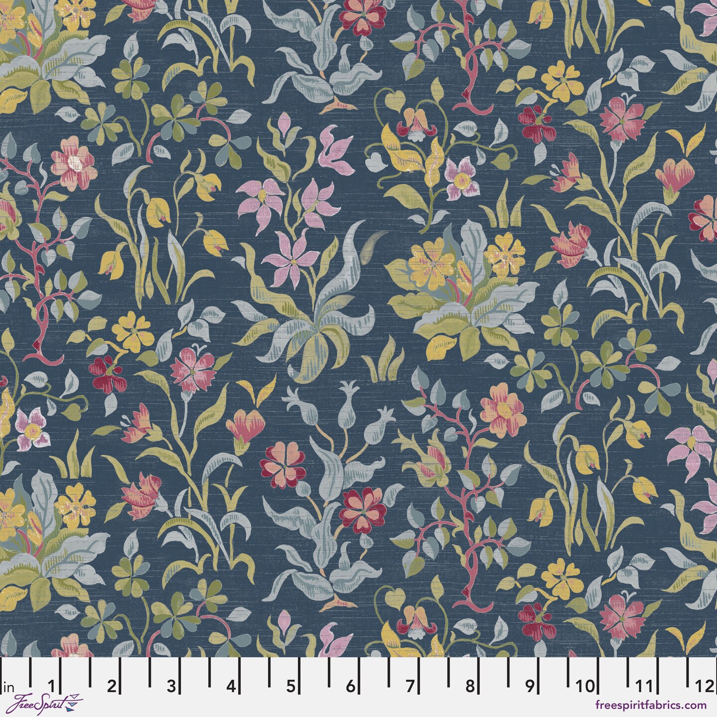 Flowers by May in Navy (pwwm118.navy) | Red House | The Original Morris & Co | Free Spirit