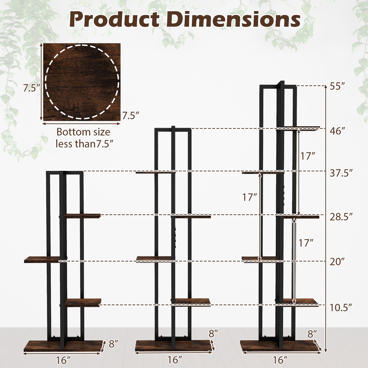 Versatile 3-Piece Wood Plant Stand Set 4 5 6-Tier Design for Indoor Flower Display