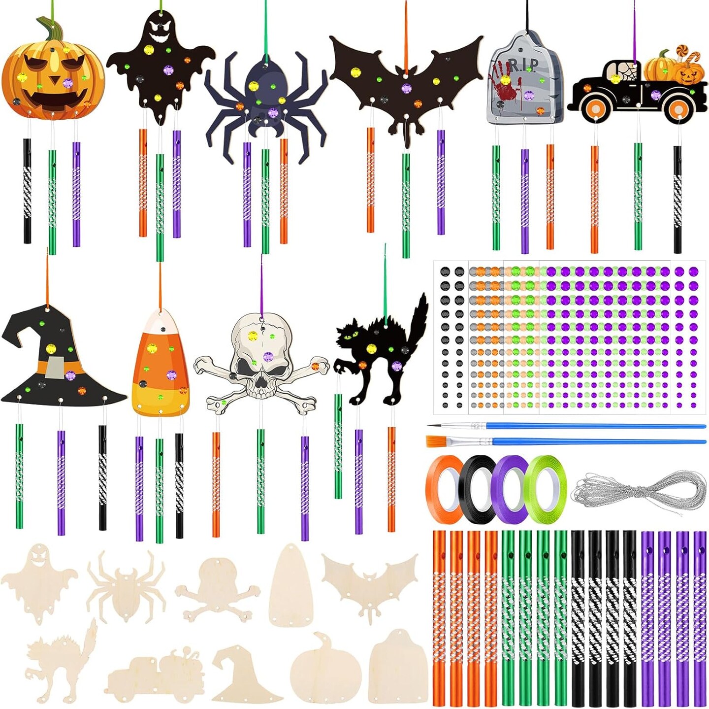 128 Pcs Halloween Wind Chime Crafts Making Kit