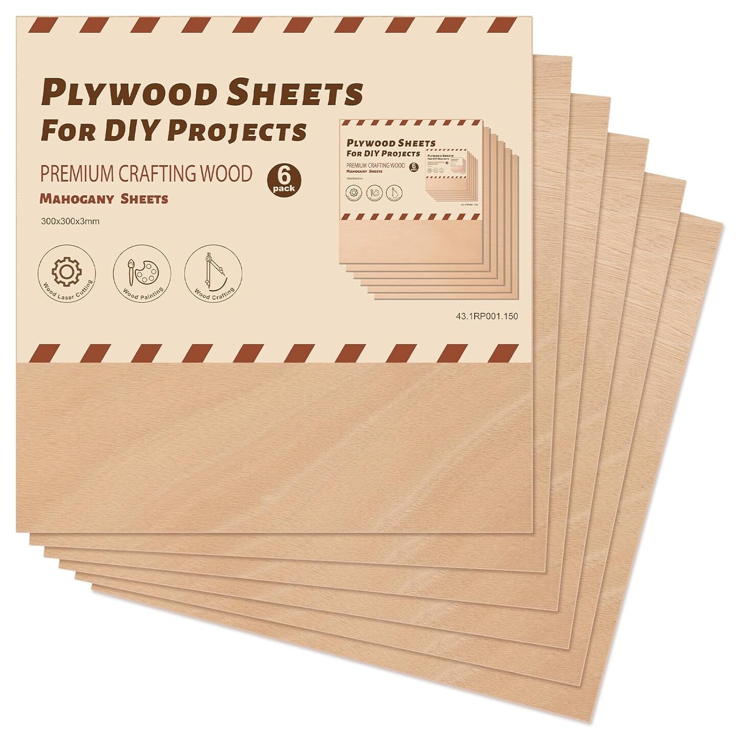 Mahogany Plywood Sheets for Laser Cutting Thin Unfinished Wood Crafts