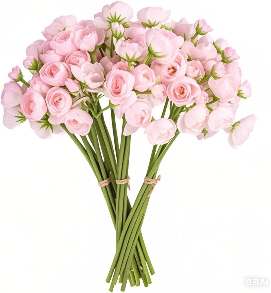 24Pcs Ranunculus Artificial Flower Floral Arrangement (Light Pink)